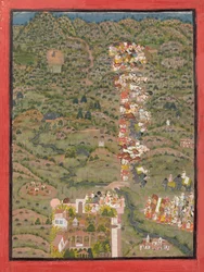 Maharana Sangram II besucht Gosain Nilakanthaji nach einer Tigerjagd